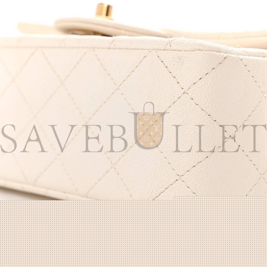 Ch*el master caviar quilted mini top handle rectangular flap white as2431 (20*13*9cm)